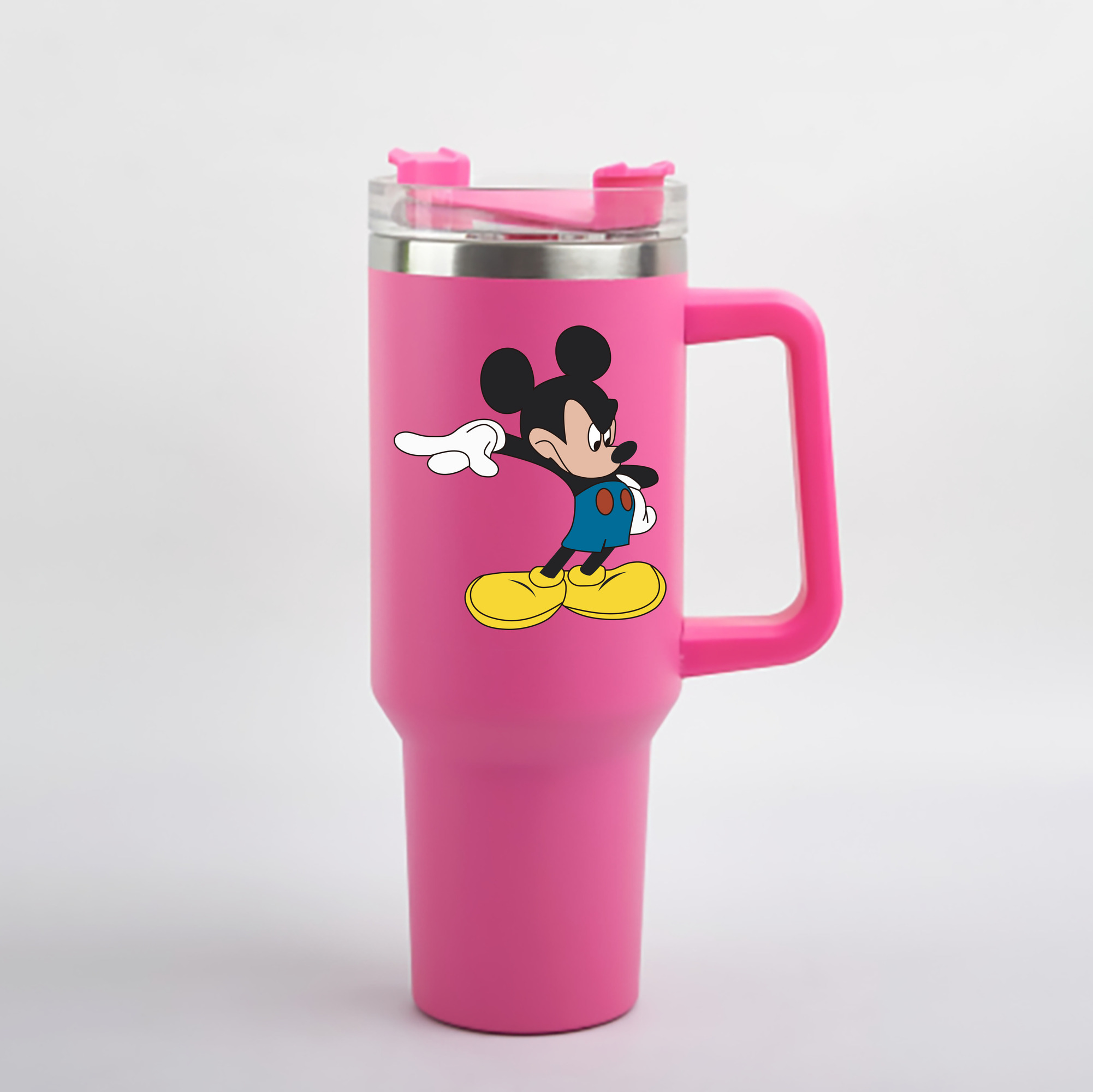 （画像用） ミッキーマウス Mickey Mouse 1200mL車用タンブラー - クリスタルステッカー（プラスチックストロー付き）